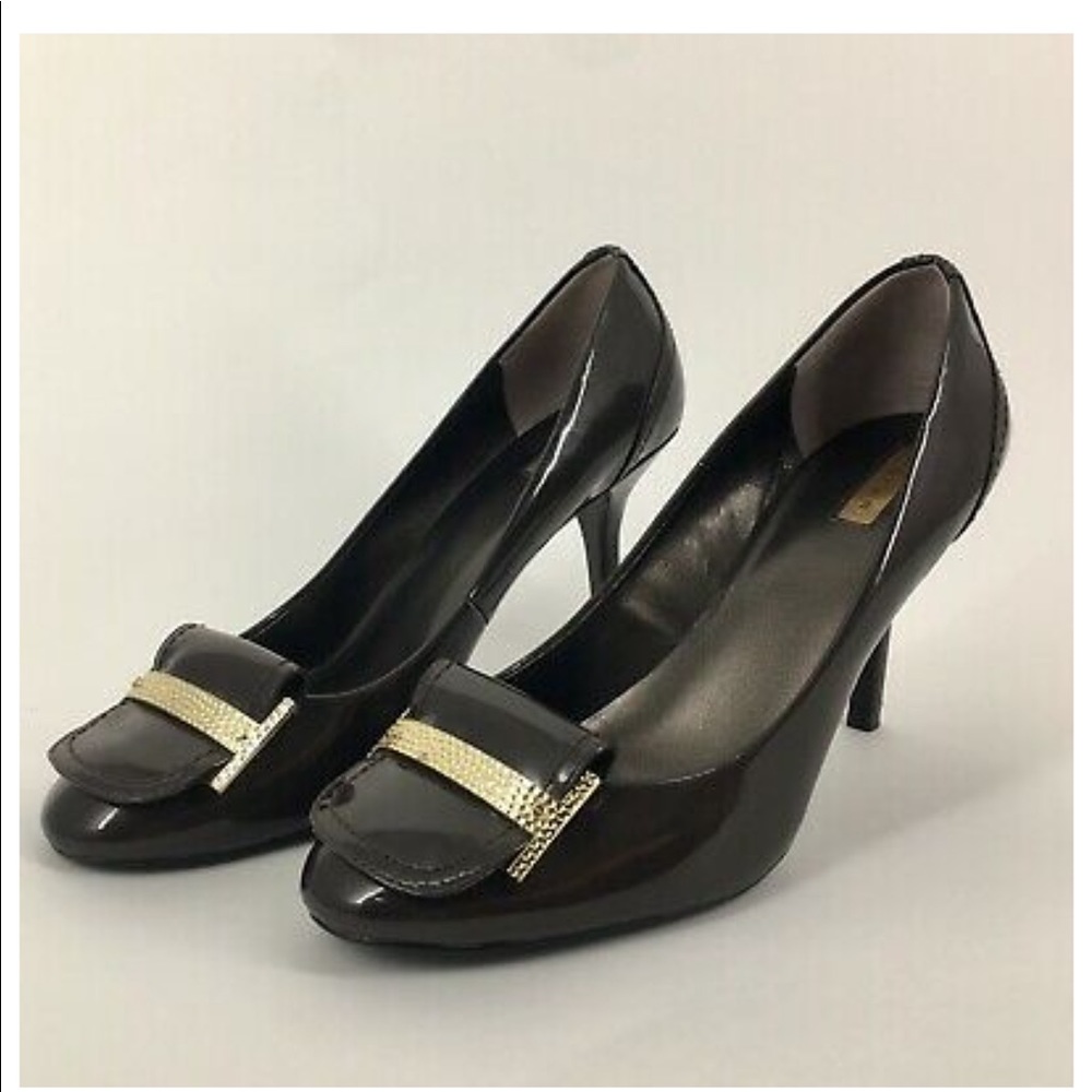 Tahari Pierce Brown Patent Leather Pumps Sz 9 1/2
